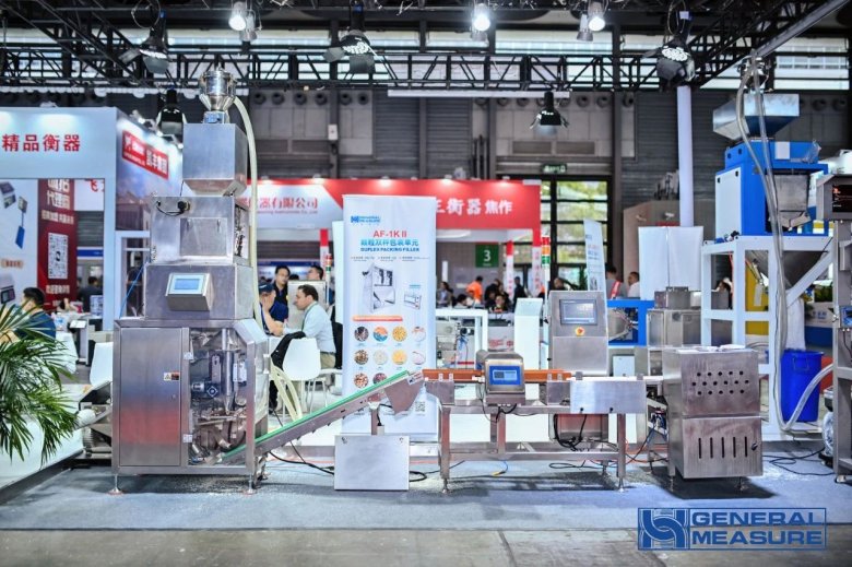 杰曼展會展示智能包裝秤組件、高精度檢重秤、顆粒毛重秤